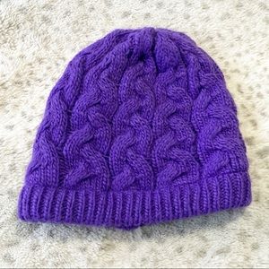 Purple Cable Knit Fleece Lined Hat